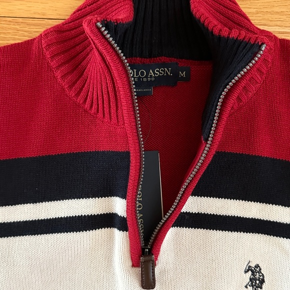 NWT U.S. Polo Assn. Womens Red Sweater Ski Sweater 1/4 Zipper Size Medium - Picture 4 of 13